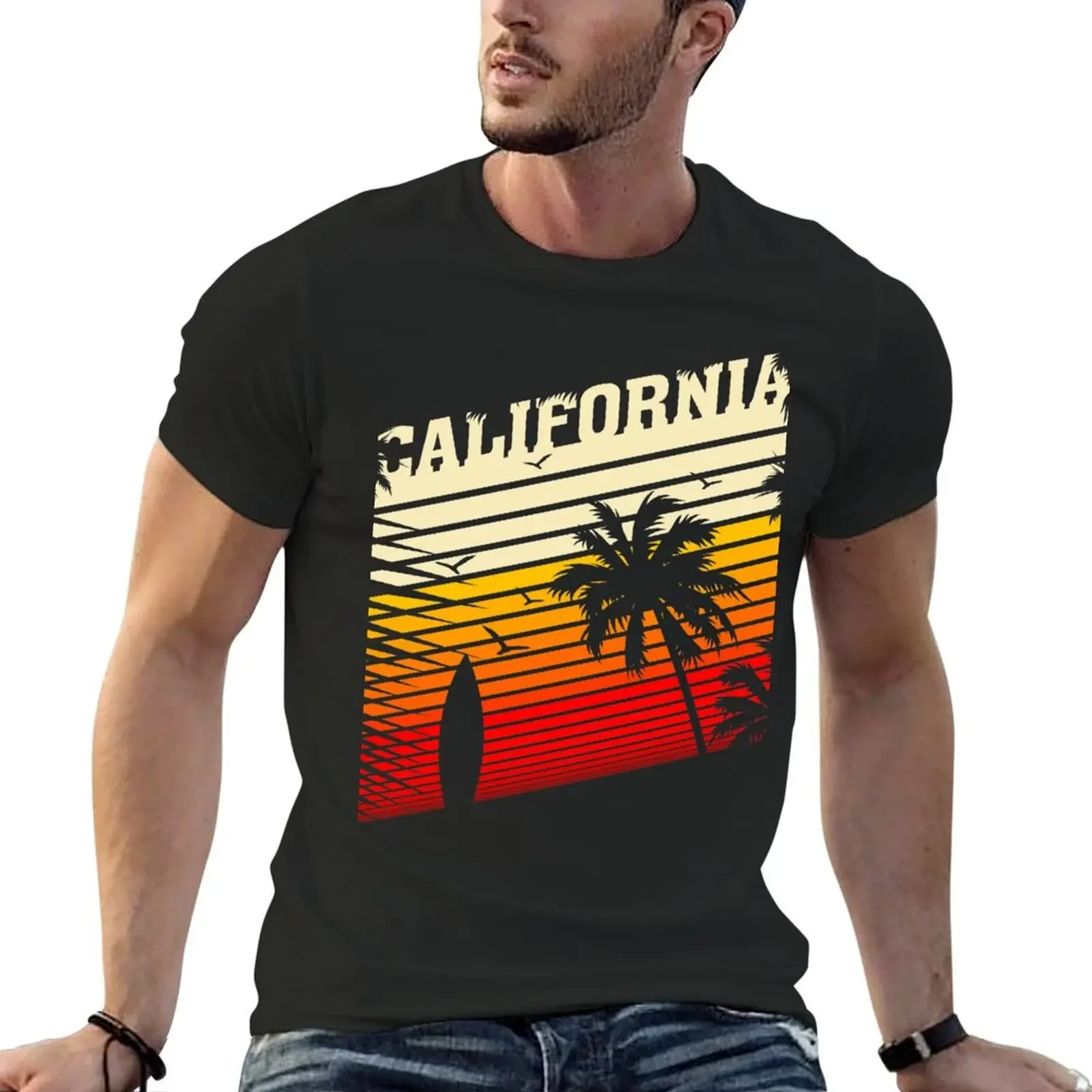 CALIFORNIA SUNSET SURF BAY, BY SUBGIRL T-Shirt basketball graphic tees hippie clothes mens fashion