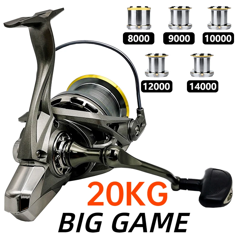 

Long Casting Spinning Fishing Reel 8000-14000 Series Strong Drag 20KG Large Capacity Metal Spool for Saltwater Freshwater Pesca