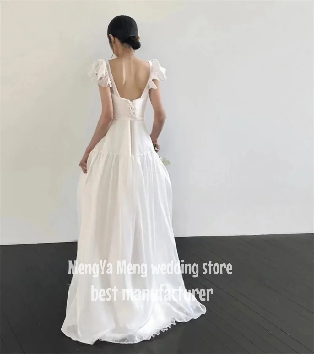 ZHUISHU O-Neck Korea Ivory A-Line Backless Wedding Dresses 웨딩드레스 Short Sleeves Lace Customized Pretty Bride Gowns Customization