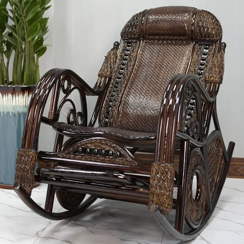 Natural rattan rocking chair adult recliner chair balcony home leisure