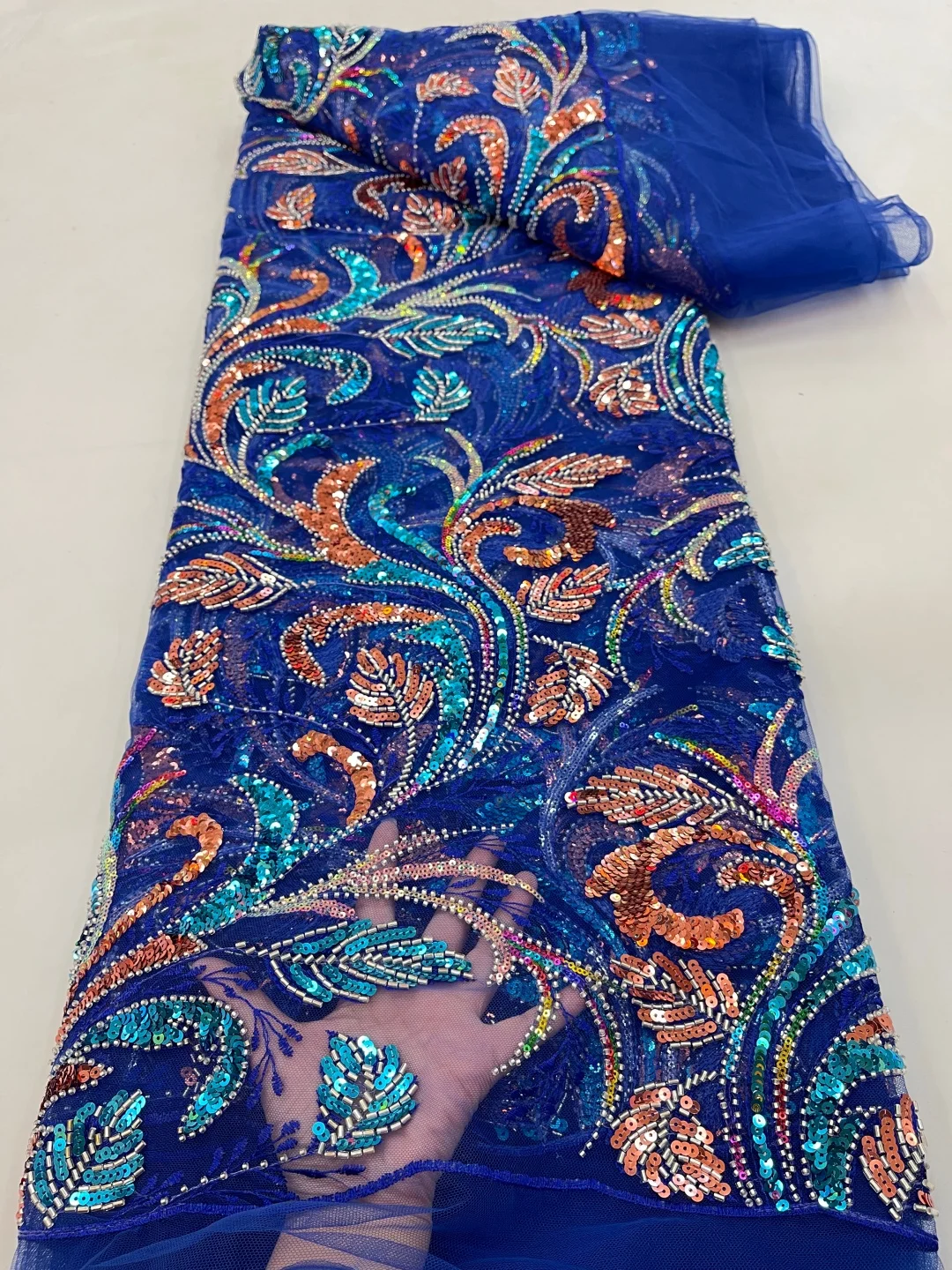 

Высококачественная африканская сетчатая кружевная ткань 2026: французский тюль, популярная сетчатая ткань с бисером и пайетками для свадебных платьев