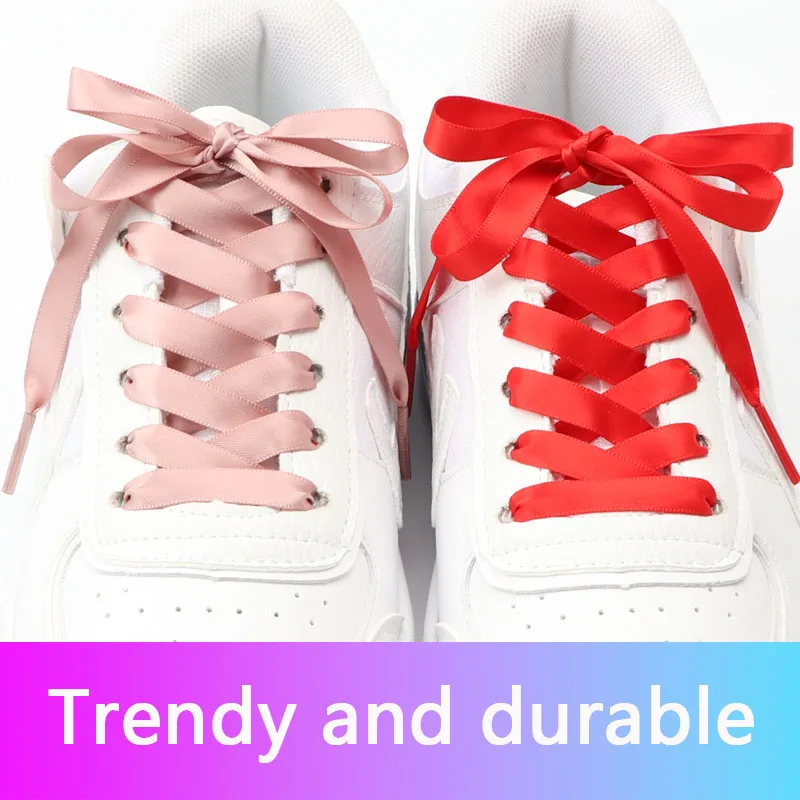 1 Pair Flat Shoe laces Satin Ribbon Silk Shoe lace Child Adult Leisure Lace Shoelaces Woman White Shoelace 80/100/120/150 CM