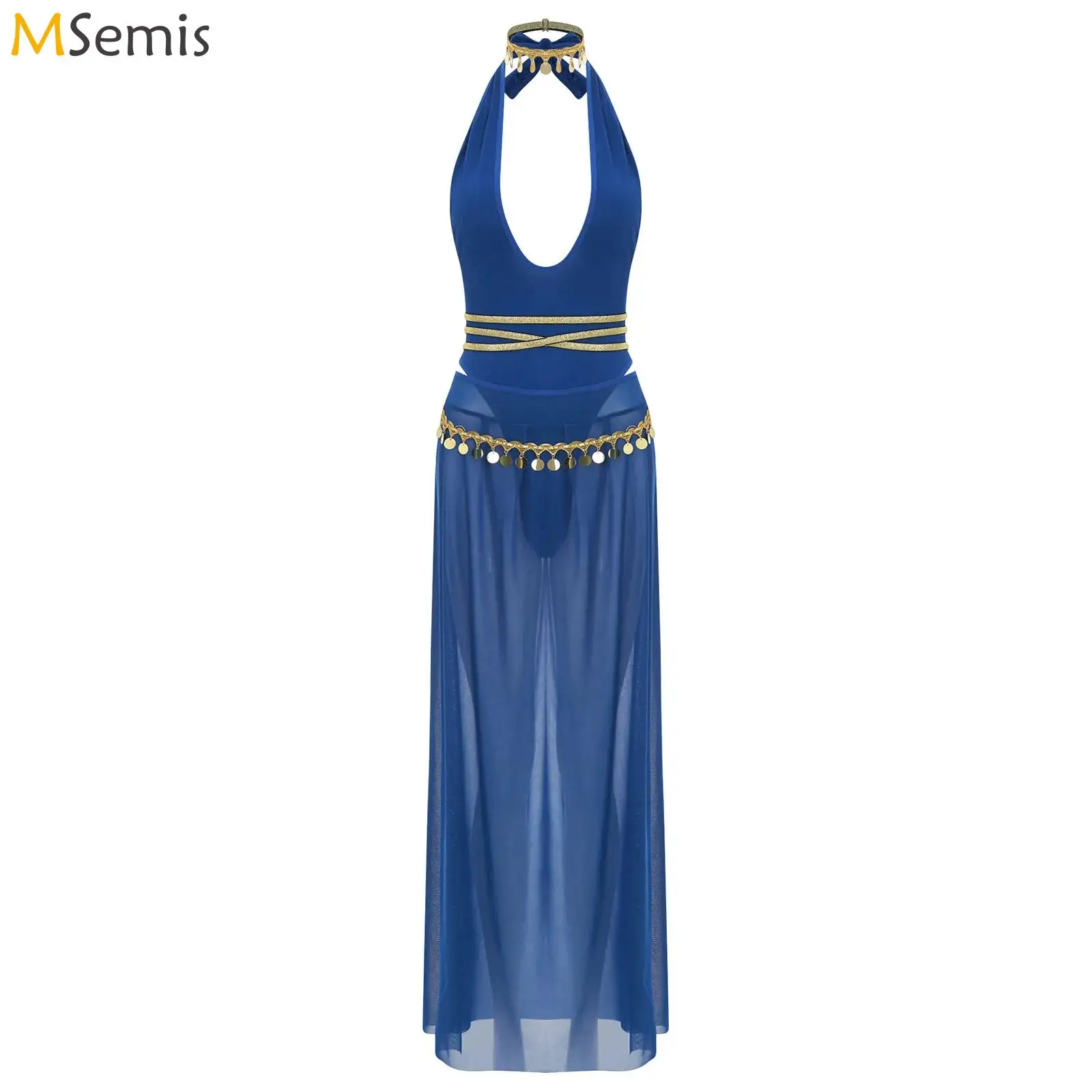

Thailand/India/Arab Dancer Costumes Sequins Tassels Deep V Backless Bodysuits Skirt Women Sexy Belly Dance Show Costumes Dress