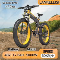 LANKELEISI XT750 Plus Folding Electric Bicycle 1000W Motor 48V17.5Ah Battery Electric Bike 26*4.0-inch Fat Tires Off-Road E-Bike