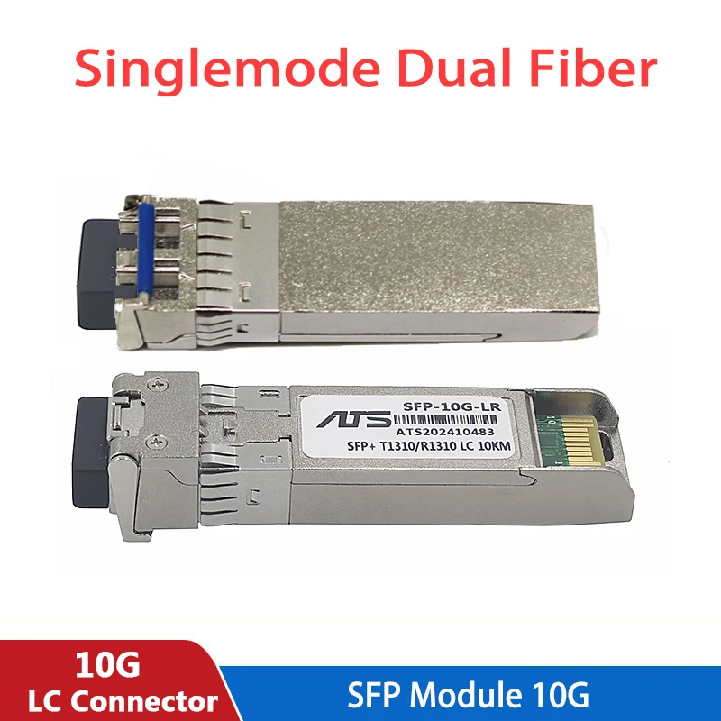 10G SFP+ Module Single Mode LR Duplex LC Gigabit 1310nm 10km Fiber SFP Transceiver Module Compatible with Cisco/Mikrotik Switch