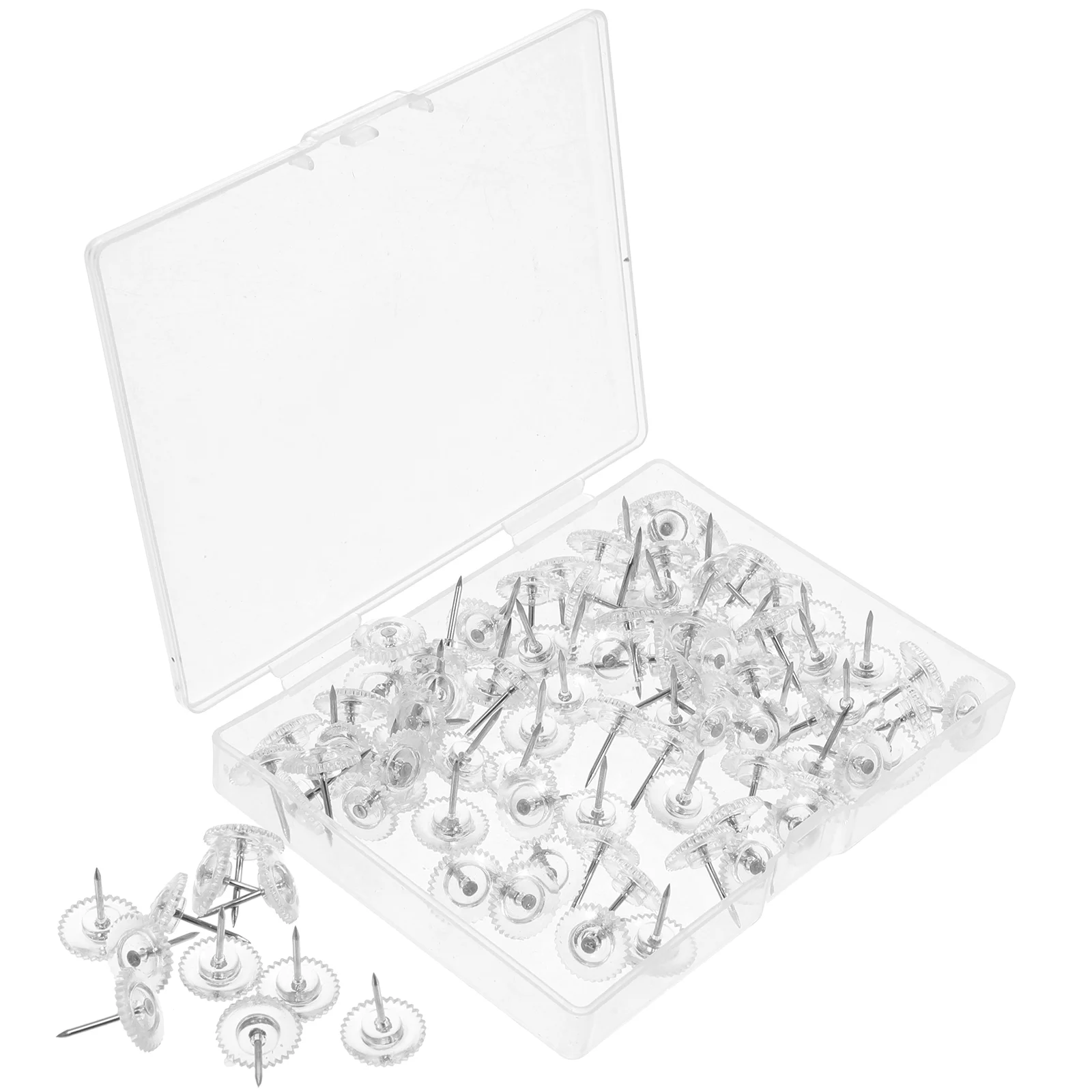 100 Pcs Office Transparent Gear Plastic Thumbtack Tacks for Wall Decorative Flat Top Push Pins Drawing