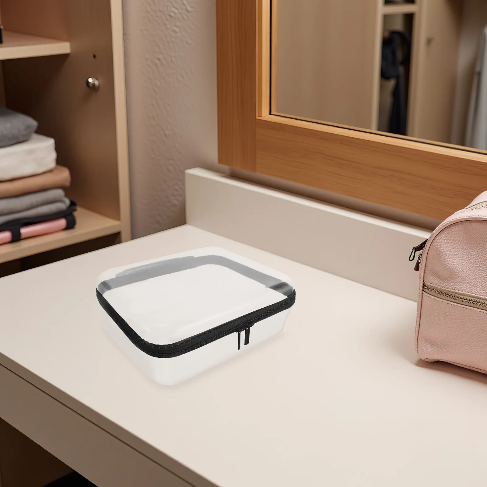 Clear Hard Shell Zipper Case Large Capacity Waterproof Storage Organizer Pouch for Travel Toiletries Makeup Snacks Diapers Crush