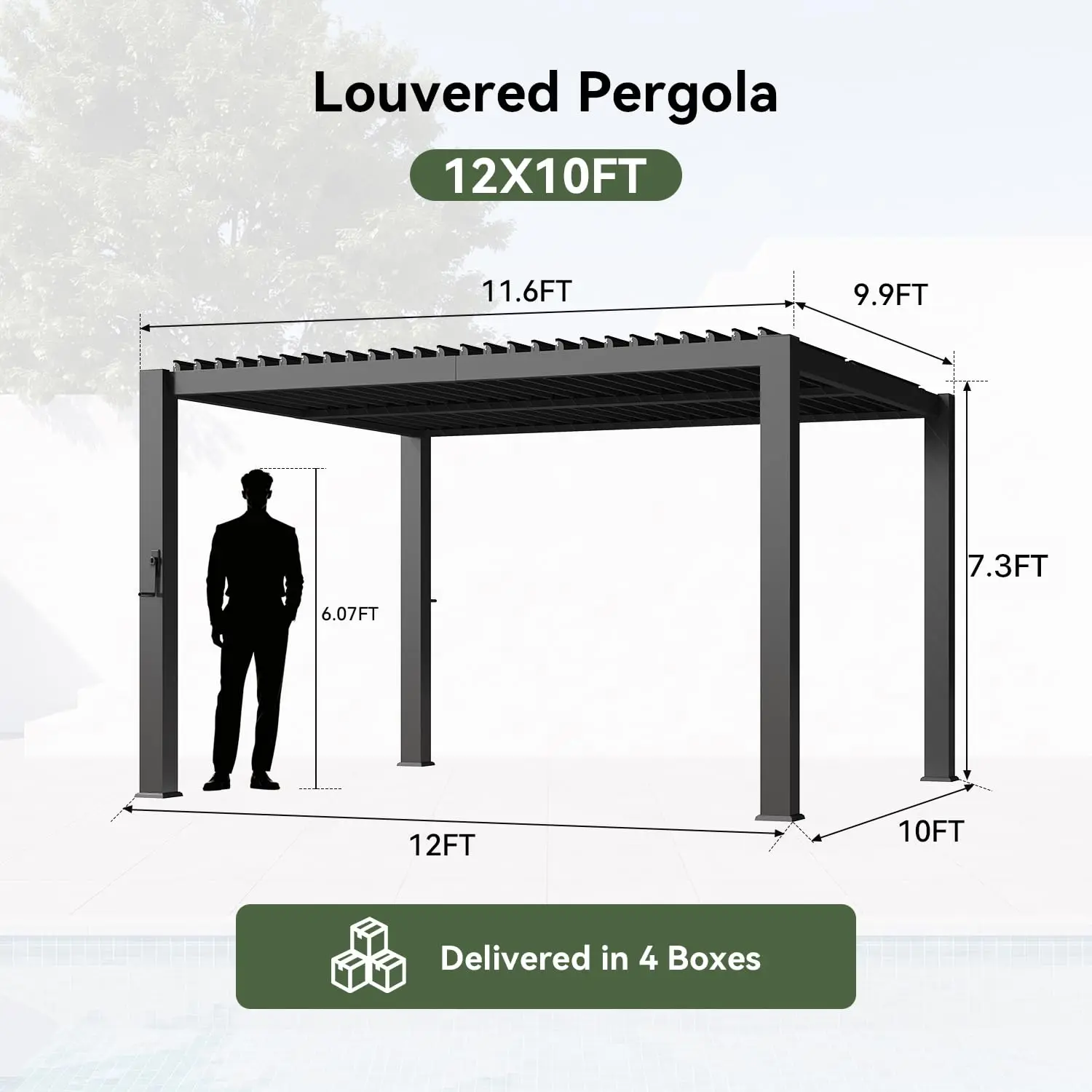 Louvered Pergola 10x12, 3.8