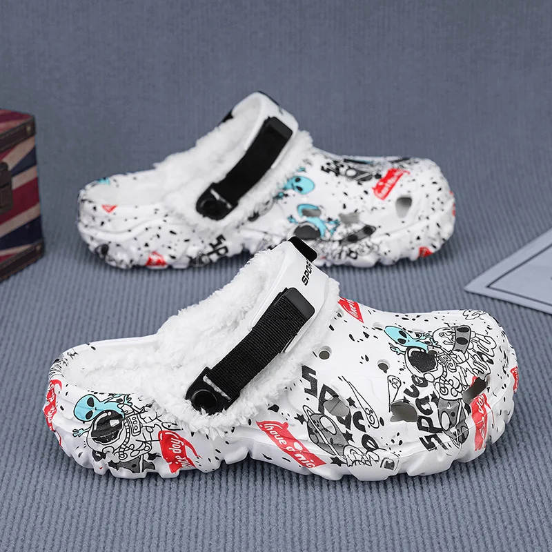 Yrzl chinelos masculinos de inverno, sapatos quentes e felpudos para casa, antiderrapantes, para ambientes internos e externos, chinelos quentes de eva