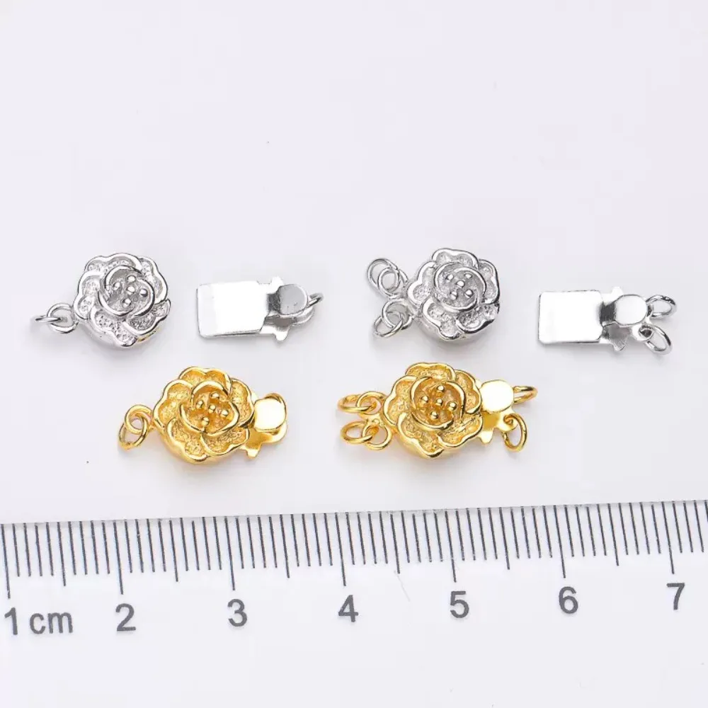 High Quality High Color Preserved Rose Pattern Insertion Plated 925 Silver Gold Rose Gold Jewelry Making Connection Buckle