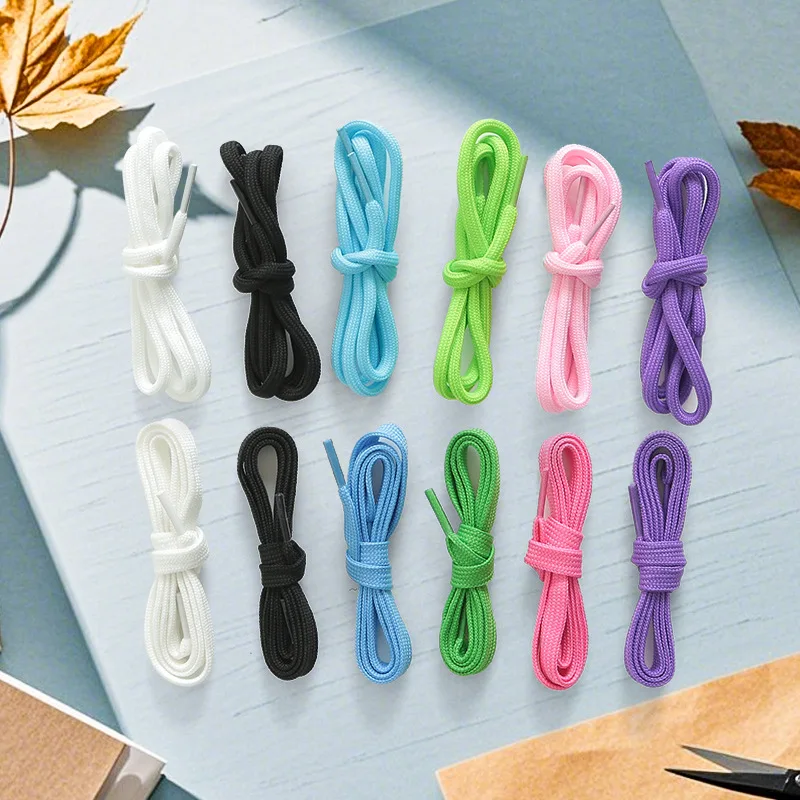 أربطة أحذية مسطحة جديدة ملونة من البوليستر للرجال والنساء أحذية رياضية قماشية أحذية بيضاء أربطة أحذية رياضية وترفيهية إبداعية #1