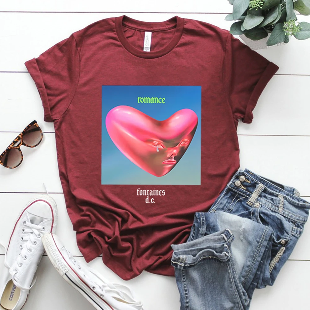 فونتينز تيار مستمر الرومانسية تي شيرت الأيرلندية موسيقى الروك الفرقة قميص مضحك طباعة قميص قصير الأكمام تيز ريترو Y2k القمصان العصرية المشجعين هدية