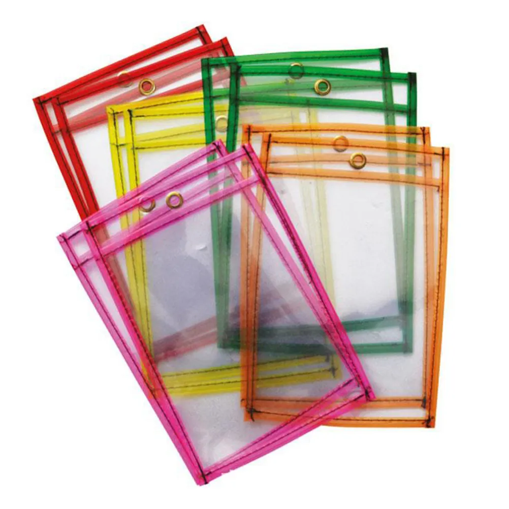 10Pcs Dry Erase Pockets Clear View PVC Waterproof Reusable Write and Wipe Learning Tool for Worksheets Templates Homeschool