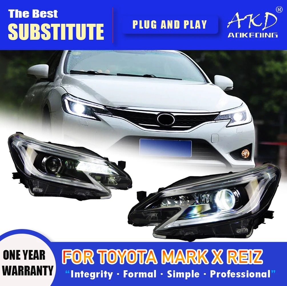 

AKD Head Lamp for Toyota Mark X LED Headlight 2013-2017 Headlights Reiz DRL Turn Signal High Beam Angel Eye Projector Lens