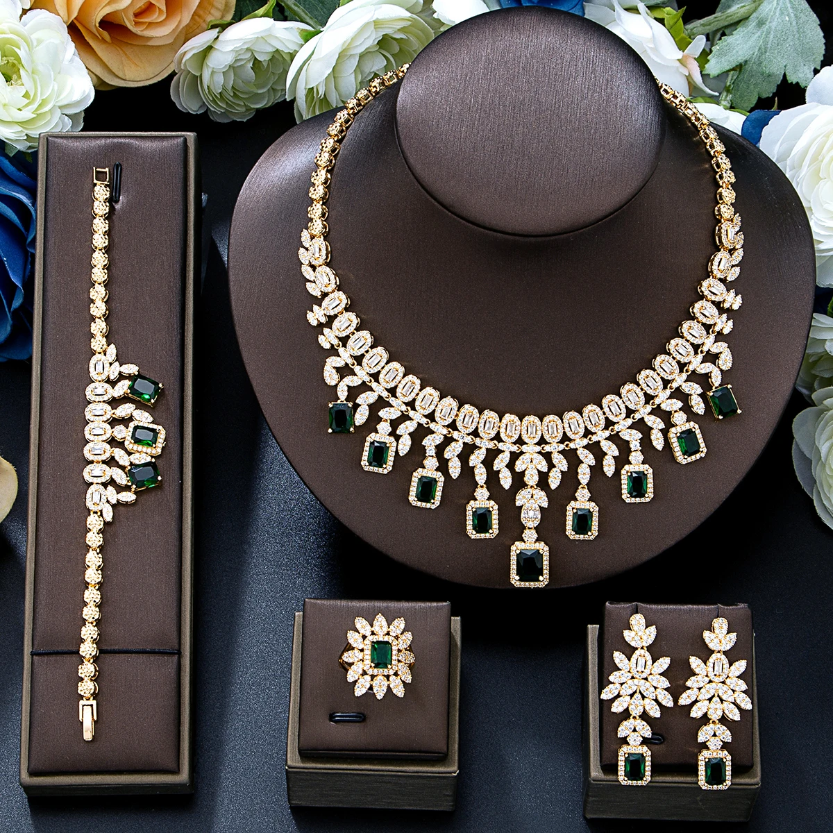 قلادة عصرية، مجوهرات رائعة، مجموعة من أربع قطع، تصميم مبتكر، الخيار الأفضل لإكسسوارات الحفلات #3