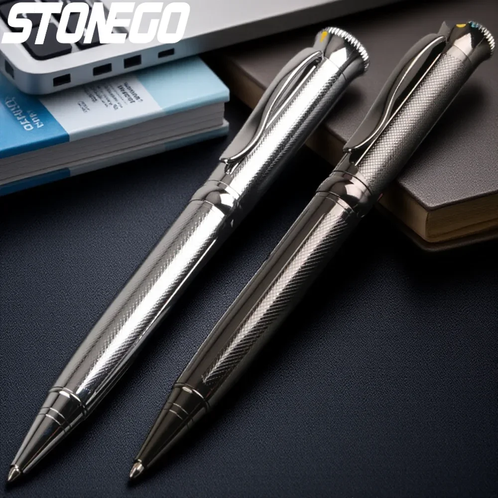 Twist Metal Ballpoint Pen Stripes Retractable Rotate Metal Rollerball Pens Cool Writing Tool
