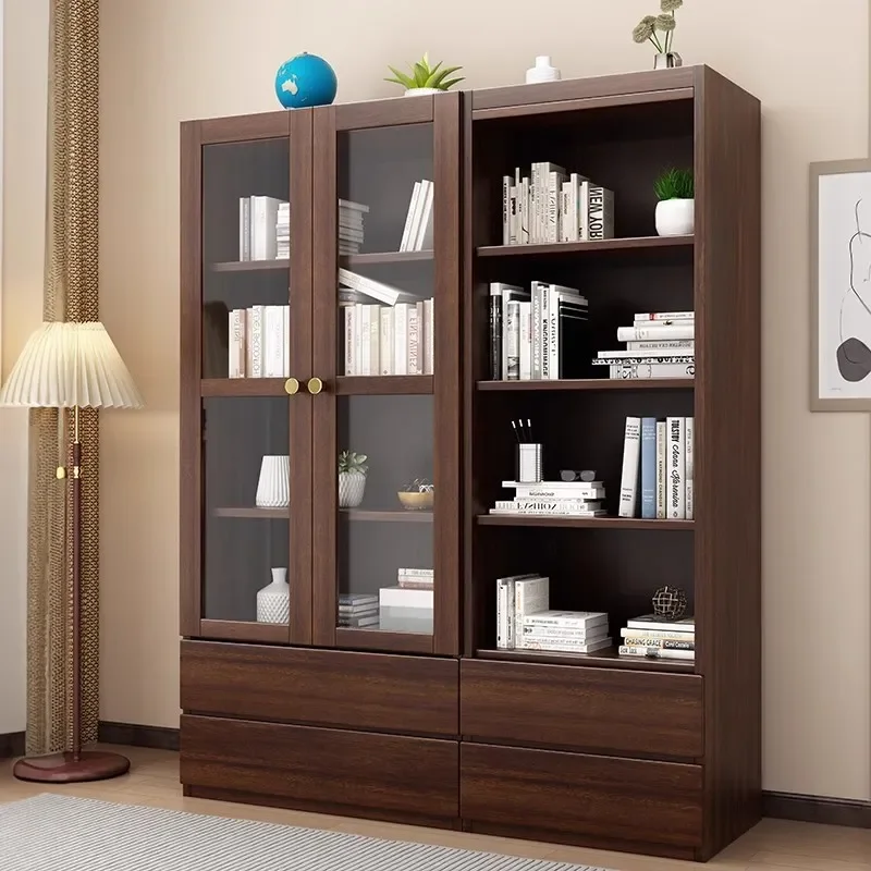 for New Chinese Style All Walnut Bookcase Home Study Solid Wood Free Combination Locker Light Luxury High End Bookshelf