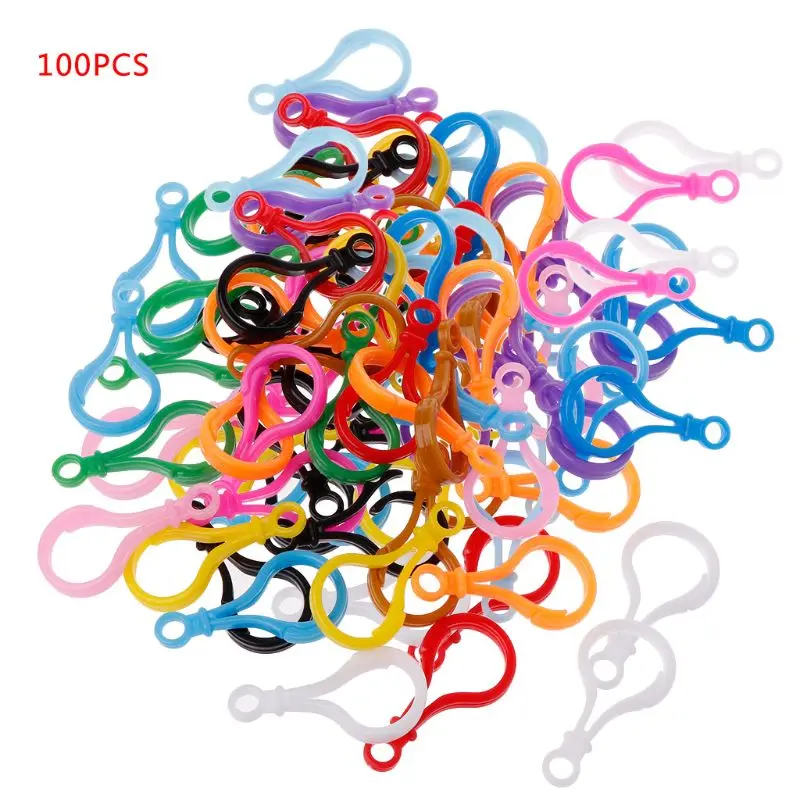 100pcs Plastic Colorful Lamp Shape Buckle Snap Hook Lobster Clasp DIY Needlework