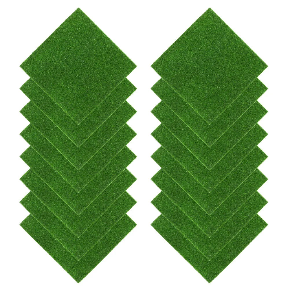 

16pcs Faux Moss Mat 15Cmx15Cm Soft Artificial Grass Turf For Diy Crafts Succulent Arrangements Indoor Decor Garden Landscaping