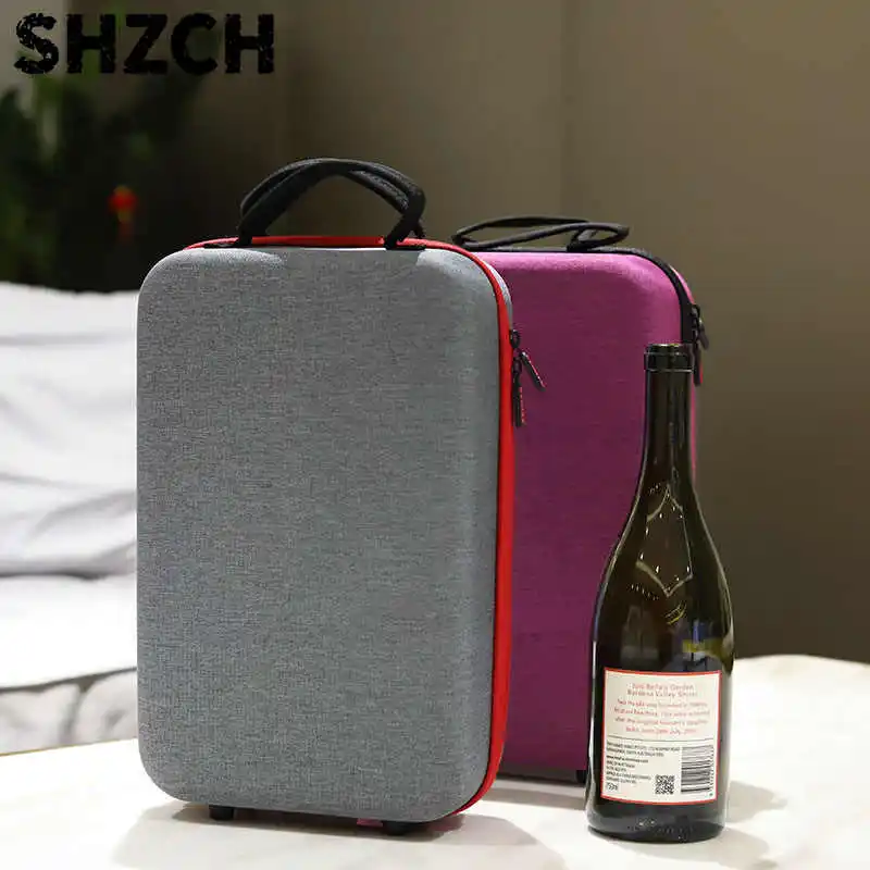 Outdoor Red Wine Bottle Storage Bag High-end Gift Box Red Wine Portable Packaging Empty Box 2 Pieces Protective Box