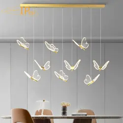 Modern Acrylic Butterfly Spiral Staircase Chandelier Luxury for Living Room Dining Room Villa Home Decoration Lighting Lamps