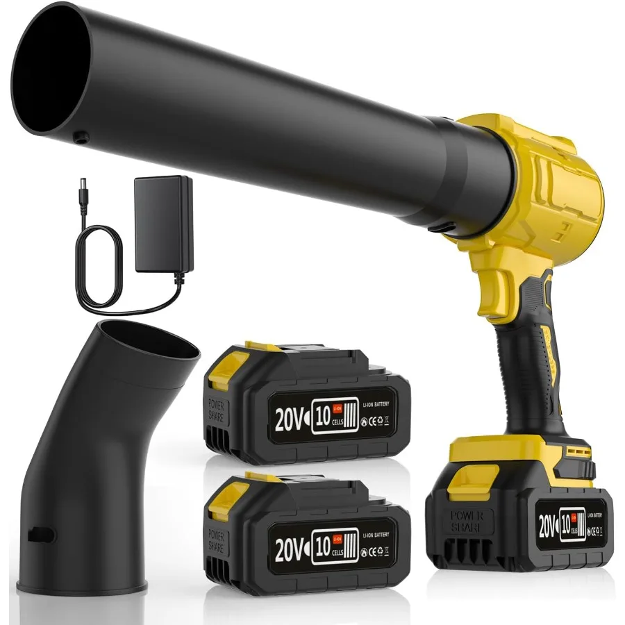 

Беспроводная воздуходувка для листьев с удлиненным соплом, 2 аккумулятора, 1 зарядное устройство, легкая портативная конструкция, для уборки патио и сдувания пыли с автомобиля