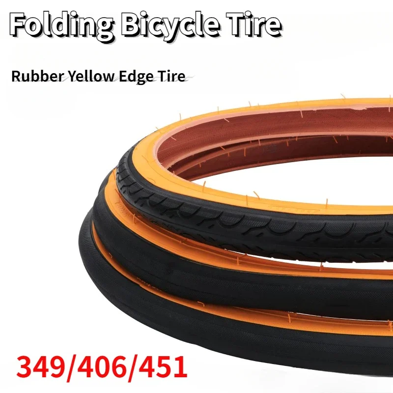 Folding Bicycle Tire Yellow Edge Tire 349 406 20 Inch 451 Rubber Retro Outer Tyre Bike Tubes Wheels Cycling Accessories Parts