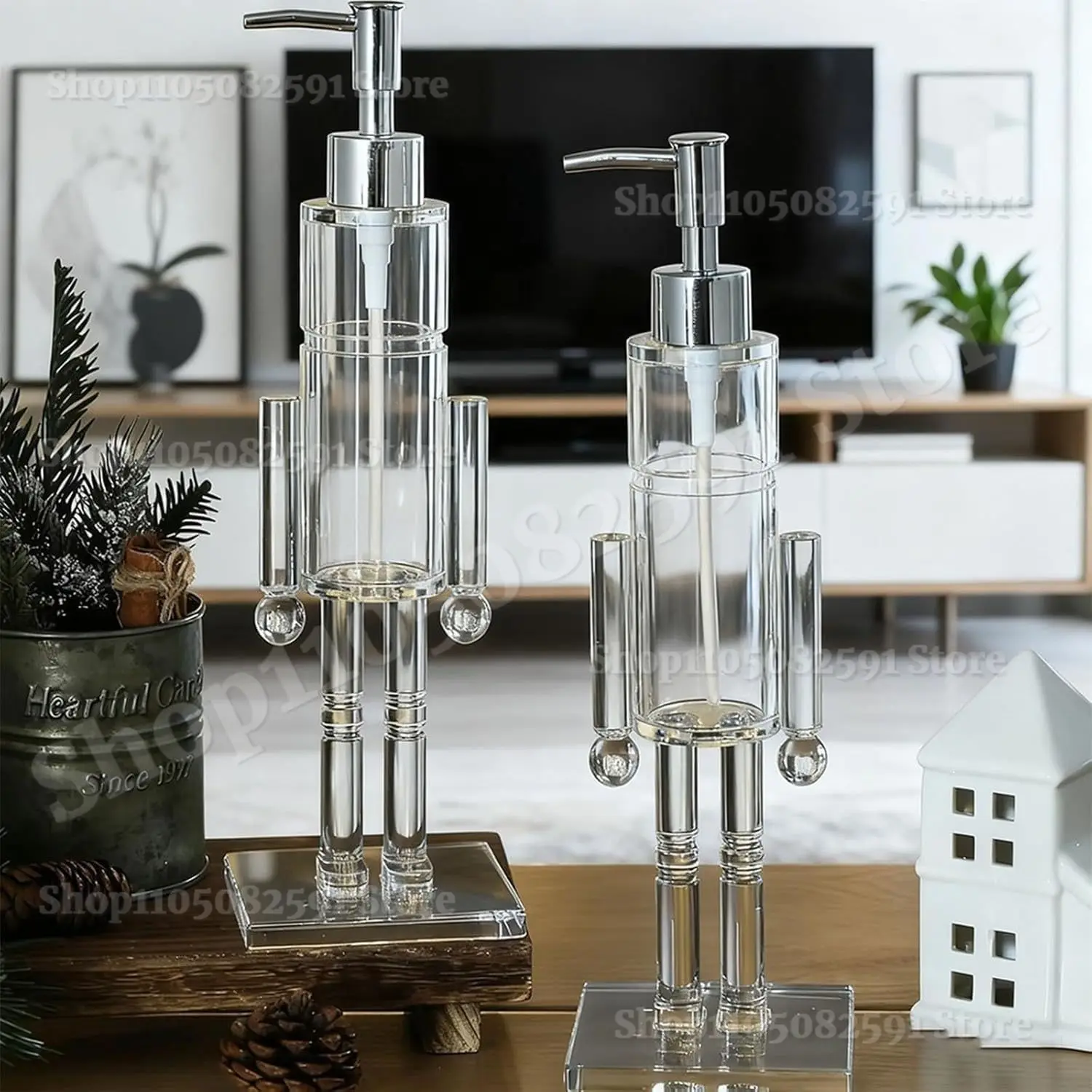 

Acrylic Nutcracker Soap Dispenser,Decorative Refillable Christmas Hand Soap Bottle,Wash Liquid Lotion Pump for Holiday Bathroom