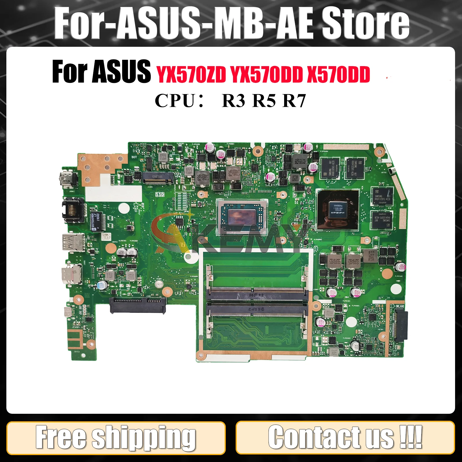 

X570DD Laptop Motherboard For ASUS VivoBook X570D X570DD YX570DD YX570ZD Notebook Mainboard With R3 R5 R7 CPU 100% tests OK stk