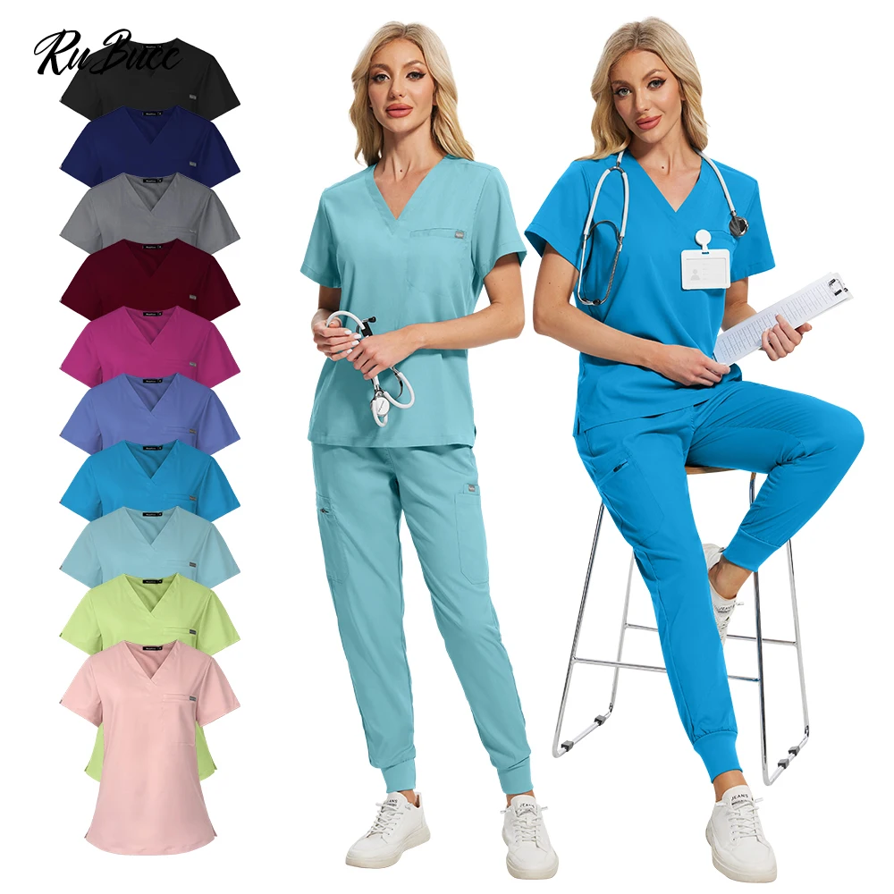 

Сплошной цвет, больничная униформа медсестры, женские комплекты для бега, комбинезон для салона красоты, спецодежда для стоматологической клиники, костюм для ухода за здоровьем