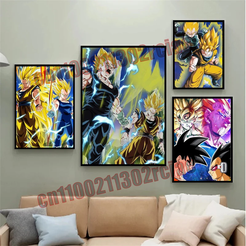 Lukisan Kanvas Poster Dragon Ball Kartun Berdarah Panas Jepang Cocok untuk Hadiah Anak-anak Dekorasi Ruang Tamu dan Kamar Tidur