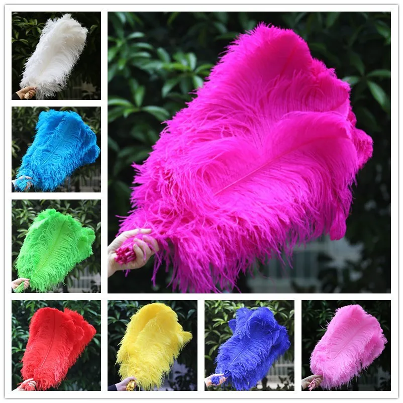 Wholesale 55-60CM 22-24-Inch Big Pole Ostrich feathers For Crafts Natural Deyd White Black feathers wedding decorations plumes