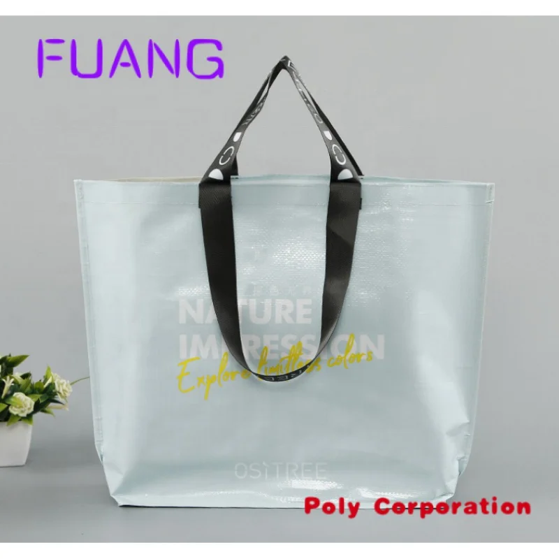 Custom  Reusable waterproof pp woven laminated shopping tote bags with custom logos,custom printing laminated pp woven shopping 