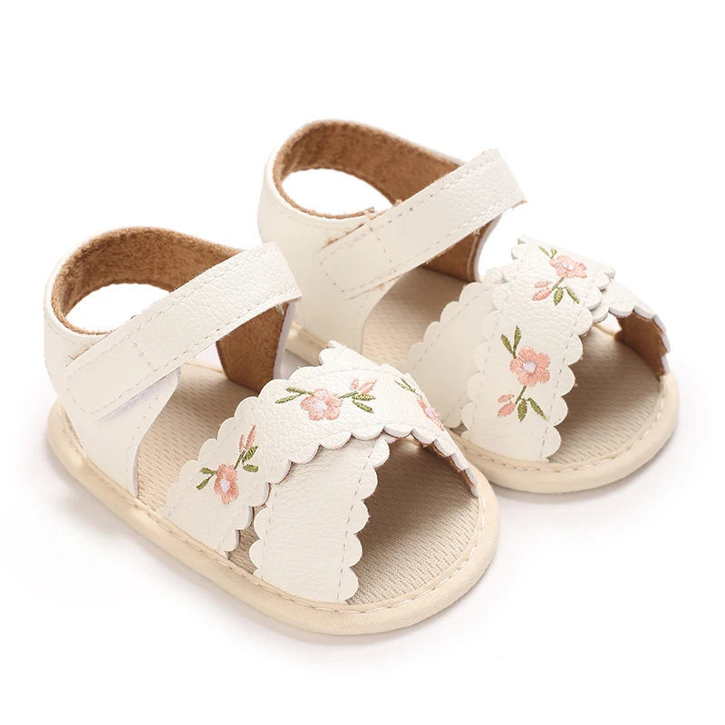 Infant Pre-Walker Shoes Baby Shoes 0-18M Girls 4 Colors Floral Embroidery Soft Sole Light Summer Casual Sandals
