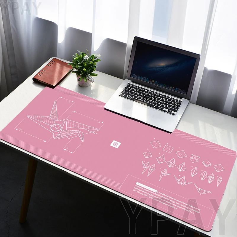 

Japanese Paper Crane Mouse Pads Gaming Mousepad Gamer Mouse Mat Pink Keyboard Mats Desk Pad Mousepads XXL 90x40cm For Computer