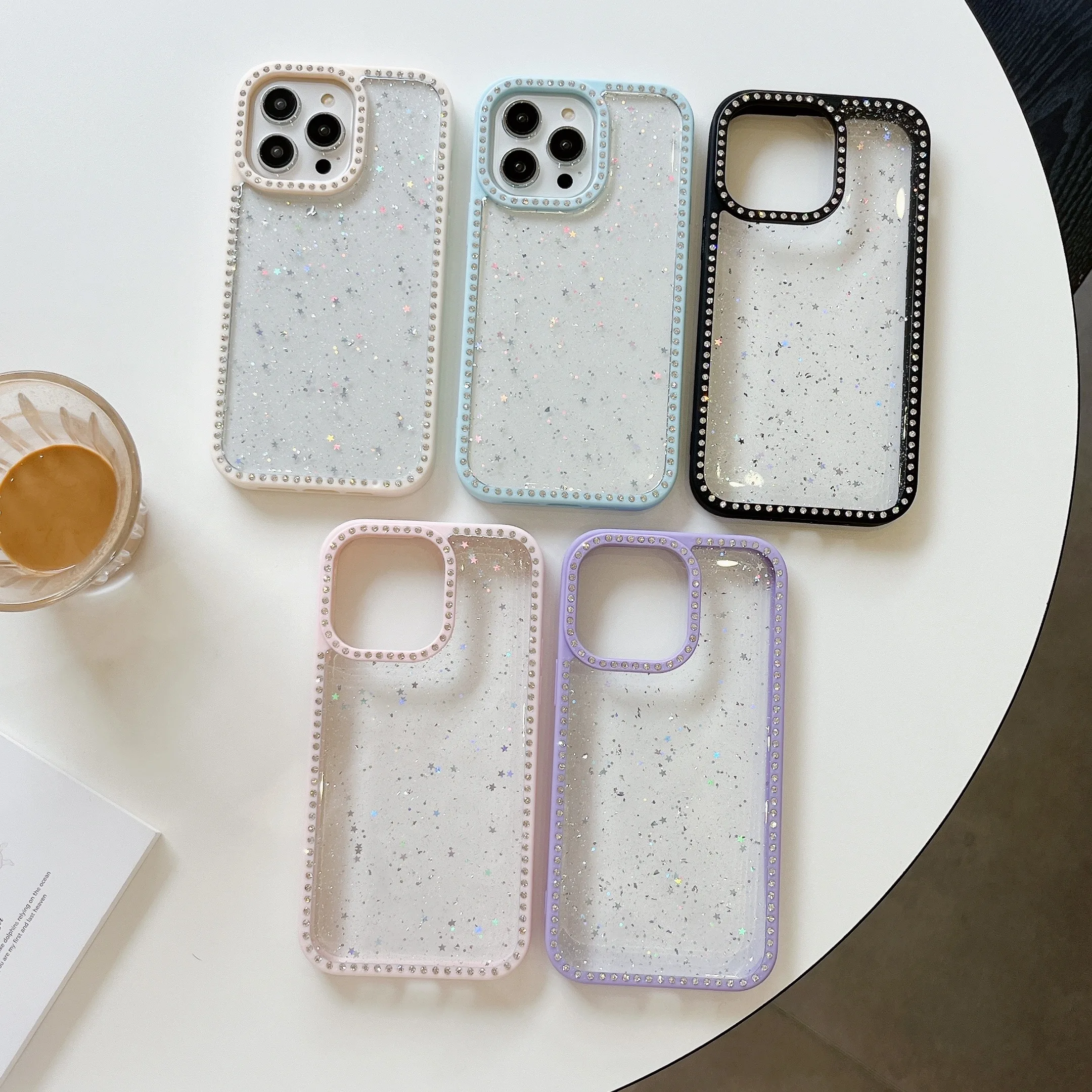 Sparkling Star für iPhone 16 15 14 13 Pro max Handyhülle Luxuriöse Diamant-Lünette