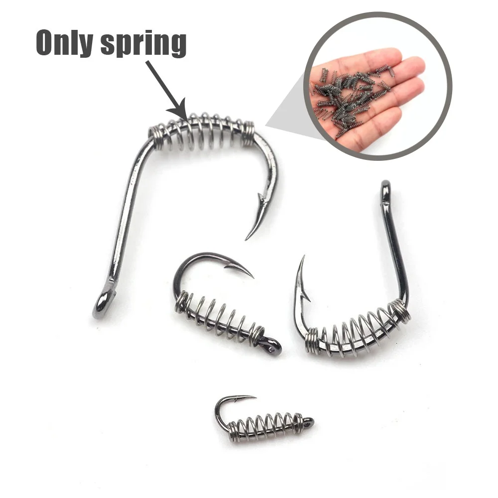 

50Pcs/lot Fishing Hook Carp Hook Barbed Swivel Spring Single Circle Explosion Hook Accessories Fishing Tackle Fishing Tackle