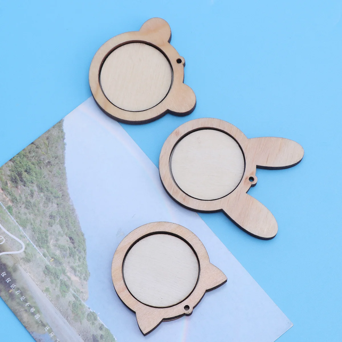 

3Pcs Mini Wood Cross Stitch Hoops Embroidery Fixing Frame Animal Cat Bear Rabbit Shape DIY Craft Gifts Decoration