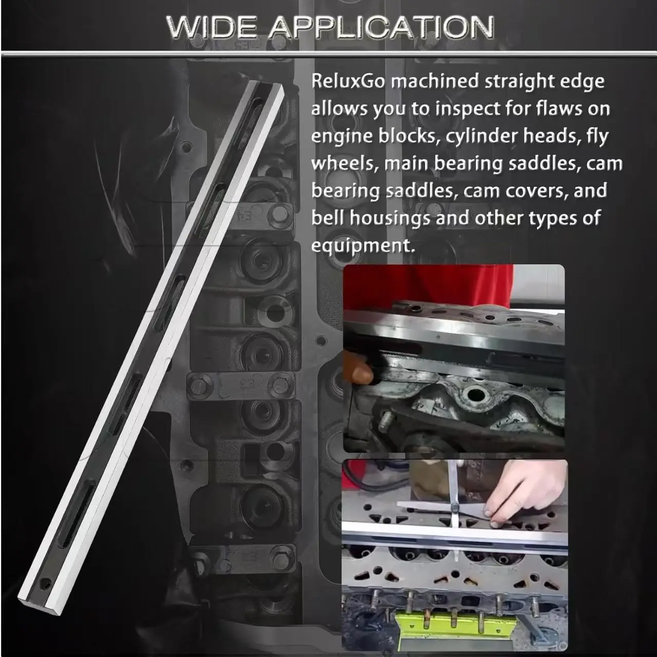 Precision 600mm Straight Edge Engine Cylinder Head Flatness Ruler Cylinder Flatness Detection Ruler Engine Blocks Feeler Gauges