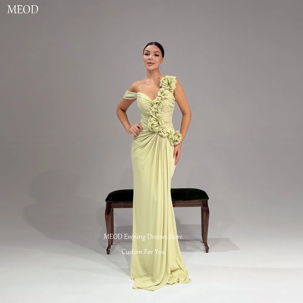 MEOD Rückenfreies Meerjungfrau-Abendkleid aus Chiffon mit 3D-Blumen, Vestidos Mujer, elegantes, schulterfreies Kleid, Robe Soirée, maßgeschneidert