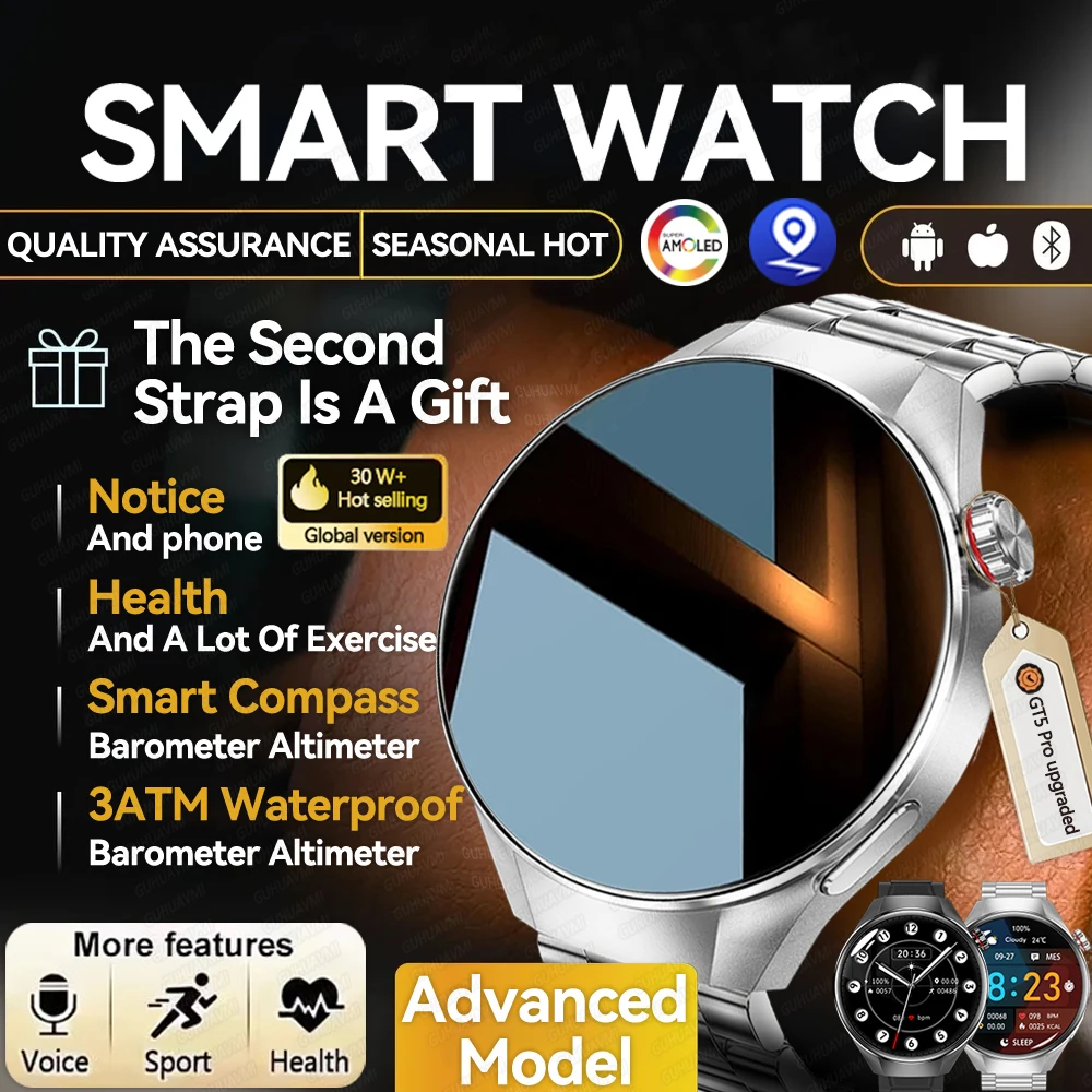 2025 جديد GUHUAVMI ساعة G5 Plus ساعة ذكية للرجال 1.75 "HD AMOLED شاشة GPS المسار معدل ضربات القلب البوصلة مكالمة صوتية الساعات الذكية