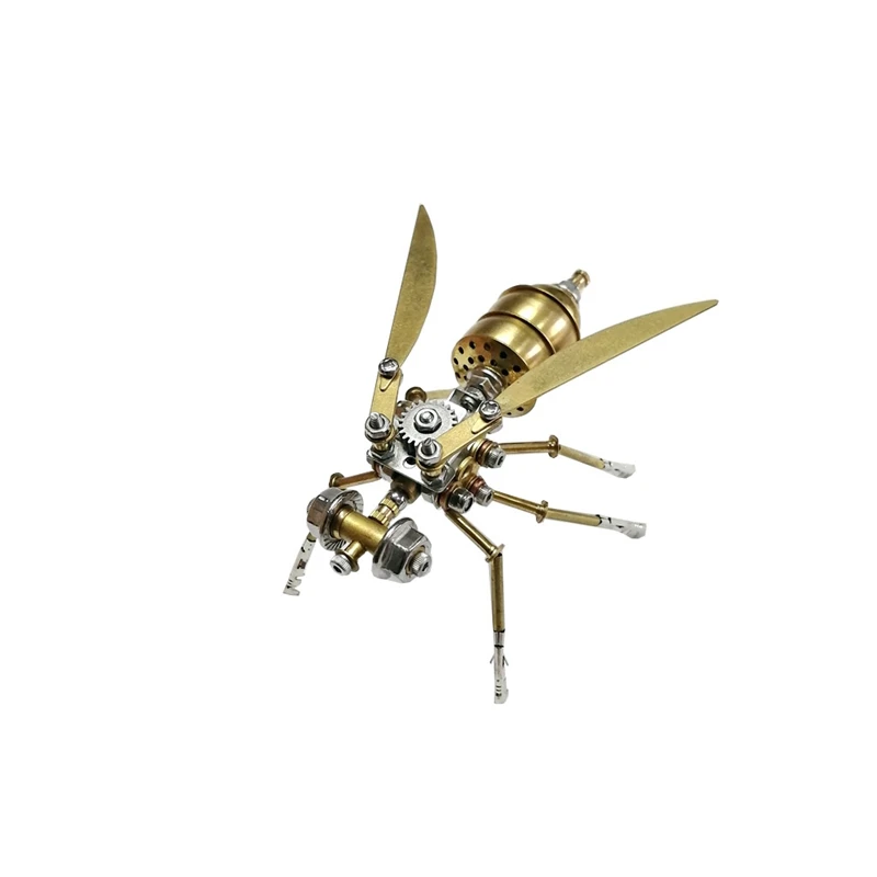 DIY Metal Assembly Small Wasp Model Kits 3D Puzzel Toy for Kids Adults Steampunk Mechanical Insect Ornament Pure Handmade Gift