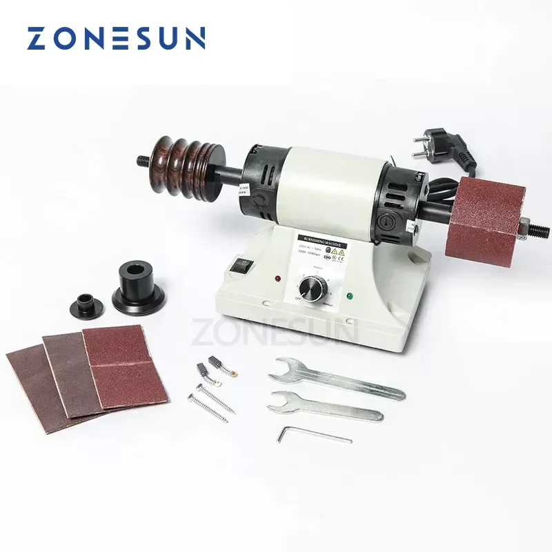 ZONESUN Vegetable Tanned Leather Burnishing Machine Mini Desktop Leather Edge Grinding Machine Polishing Tool Side Polisher