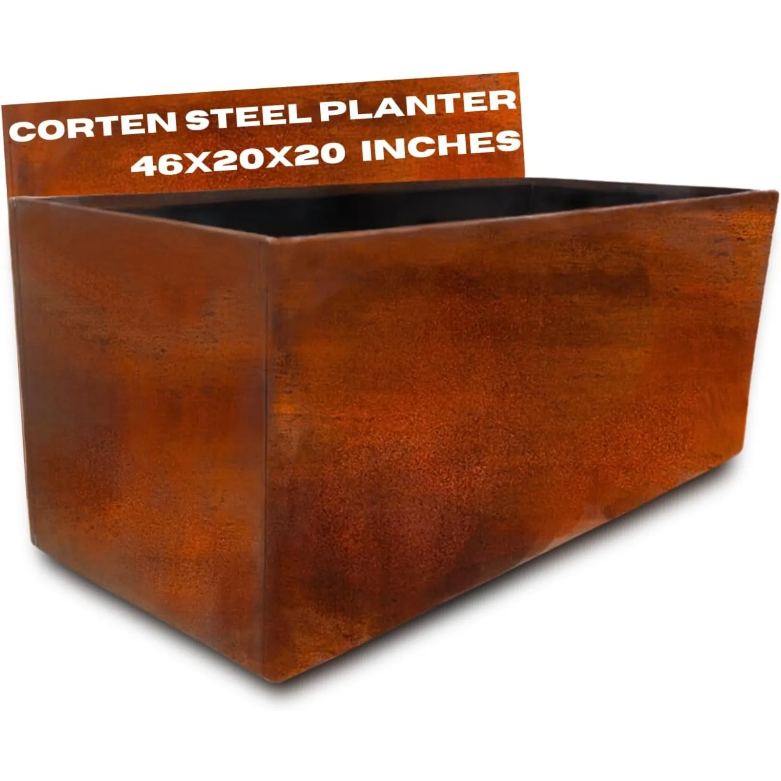 

US Corten Steel Planter Large Rectangle for Outdoor, Metal Planter Box - 46x20x20 inch - Flower Pot for Garden