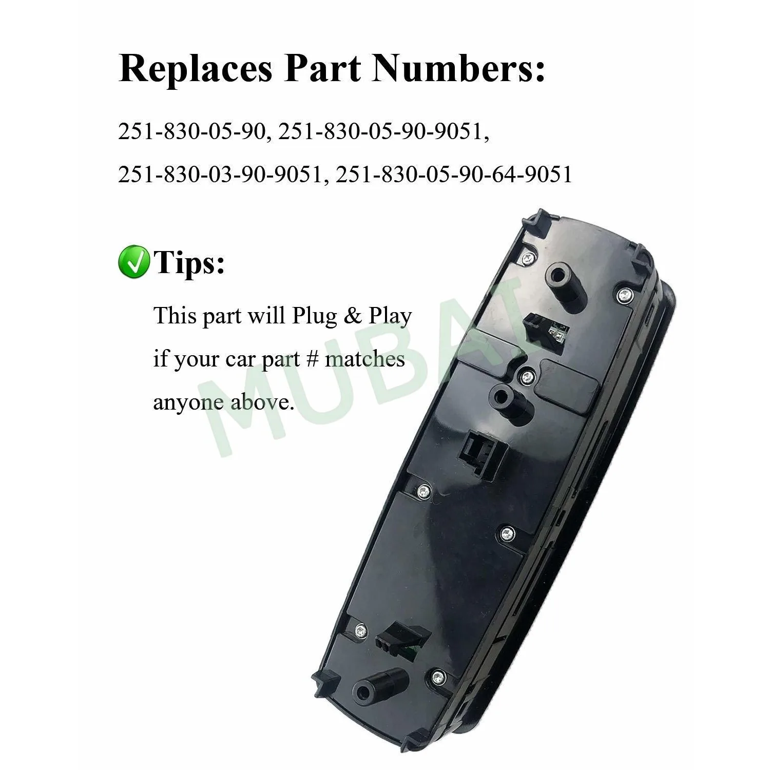 2518300590 Window Master Switch for Mercedes Benz R320, R350, GL320, GL350, GL450, GL550