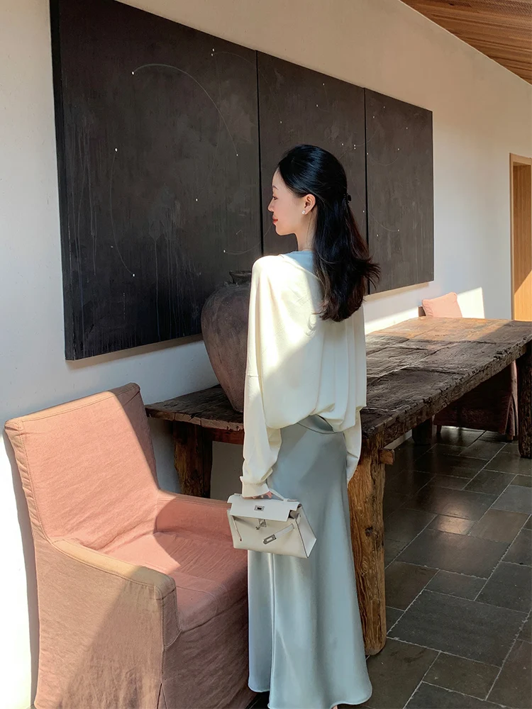 

Wang Han Yan Cool Feeling Long Sve Batwing aped Cardigan Women's Outerwear Air Conditioning oulder awl Summer Faion