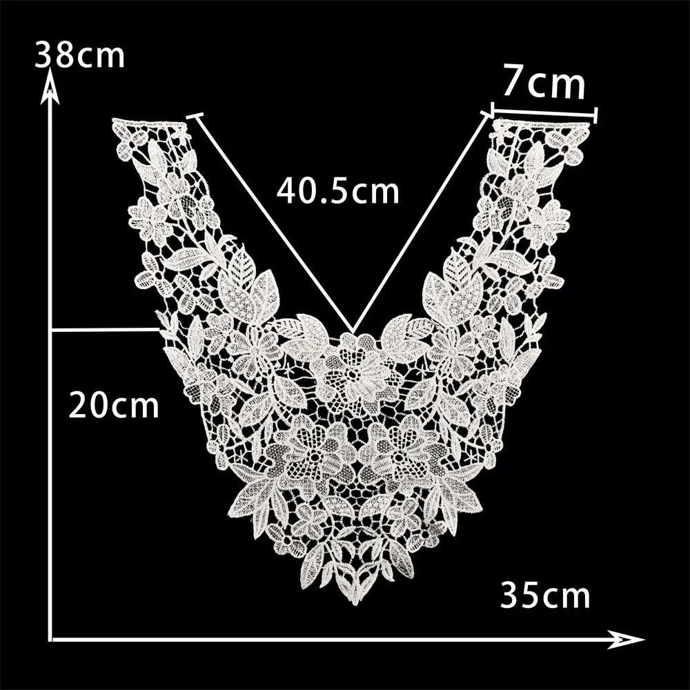 Fashion DIY sewing V-neck black and white wedding dress cheongsam costume accessories flower lace embroidery accessories