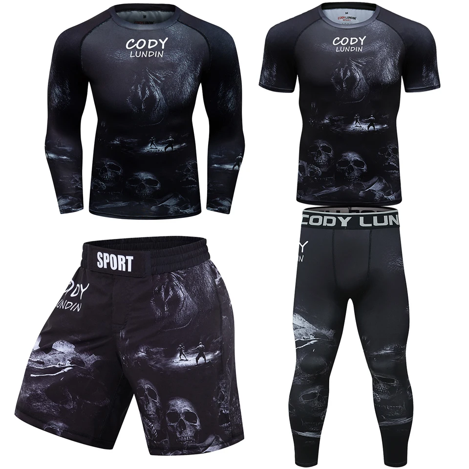 mma-t-shirt-e-calca-sportsuit-conjunto-para-homens-boxe-cranio-rashguard-jiu-jitsu-t-shirt-muay-thai-shorts-bjj-kickboxing-compressao-figurwear