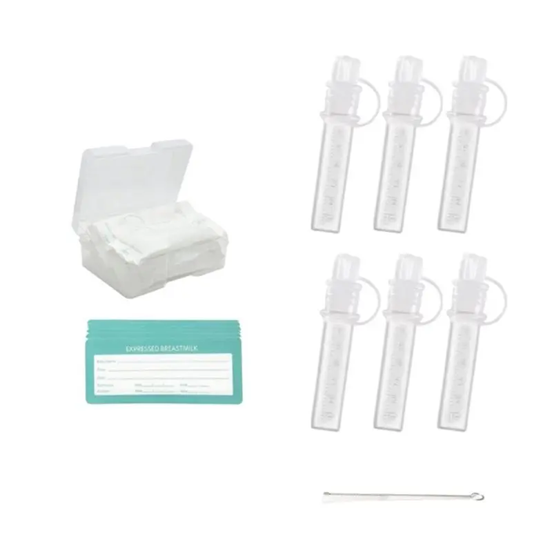 漏れ防止6ml-6個入り初乳コレクターキット、再利用可能な母乳コレクター、耐熱・耐冷凍、洗浄ブラシ付き