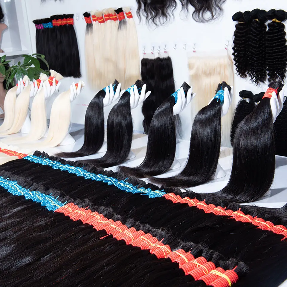 شعر بشري بكر 100% غير معالج 18 بوصة 100 جرام شعر تجديل مستقيم مزدوج المسحوب بدون لحمة لملحقات ضفائر بوهو بدون عقد